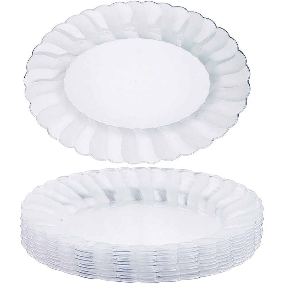 10 Clear Multi-Use Plastic Oval Serving Trays for Platters - 30x23cm