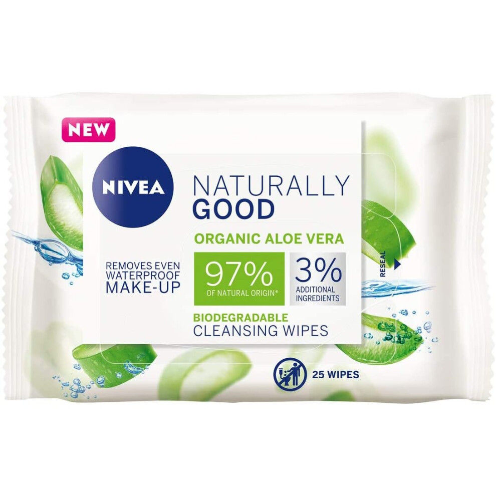 Nivea Naturally Good Wipes 25'S