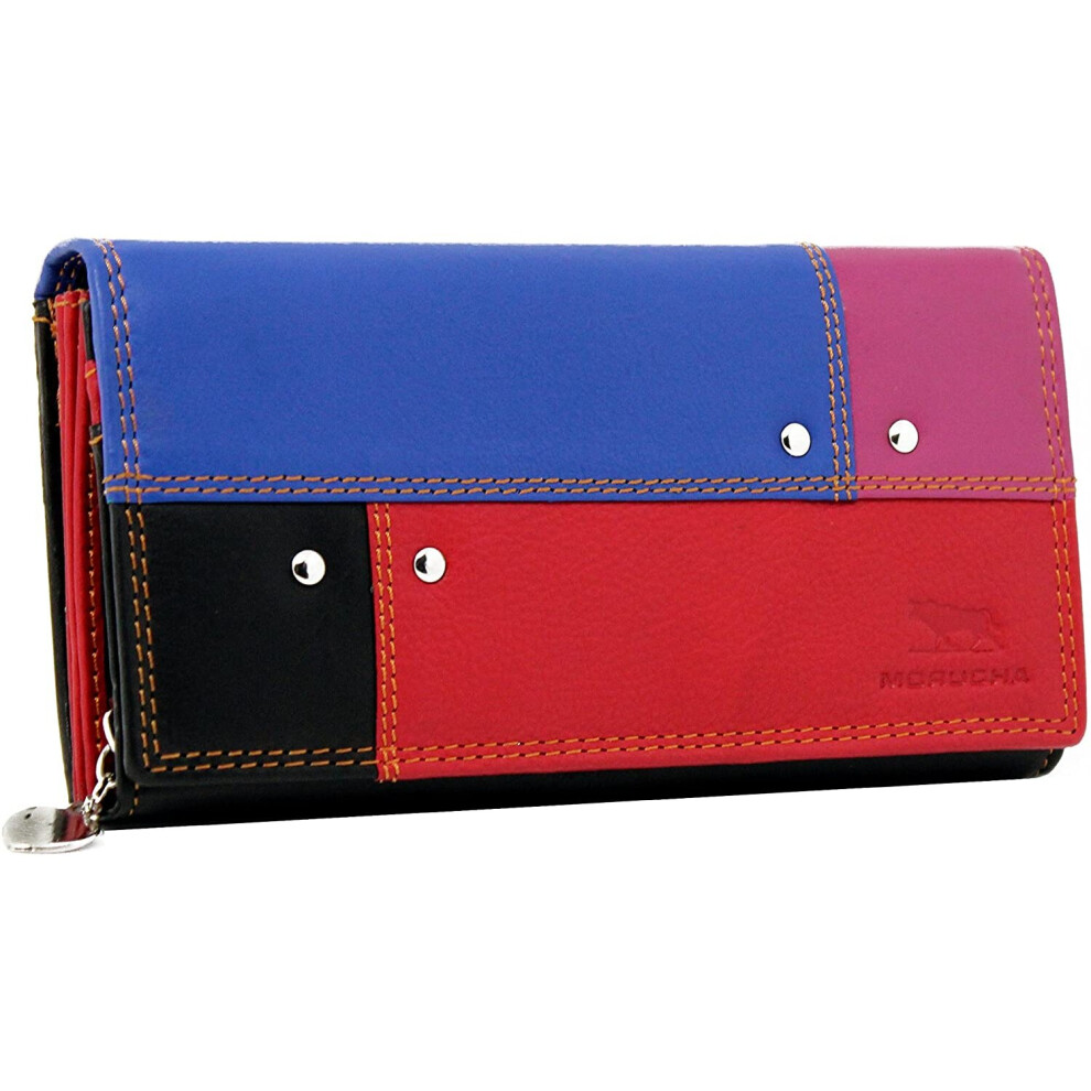 MORUCHA Women RFID Blocking Colorful Genuine Leather Long Clutch Wallet M05