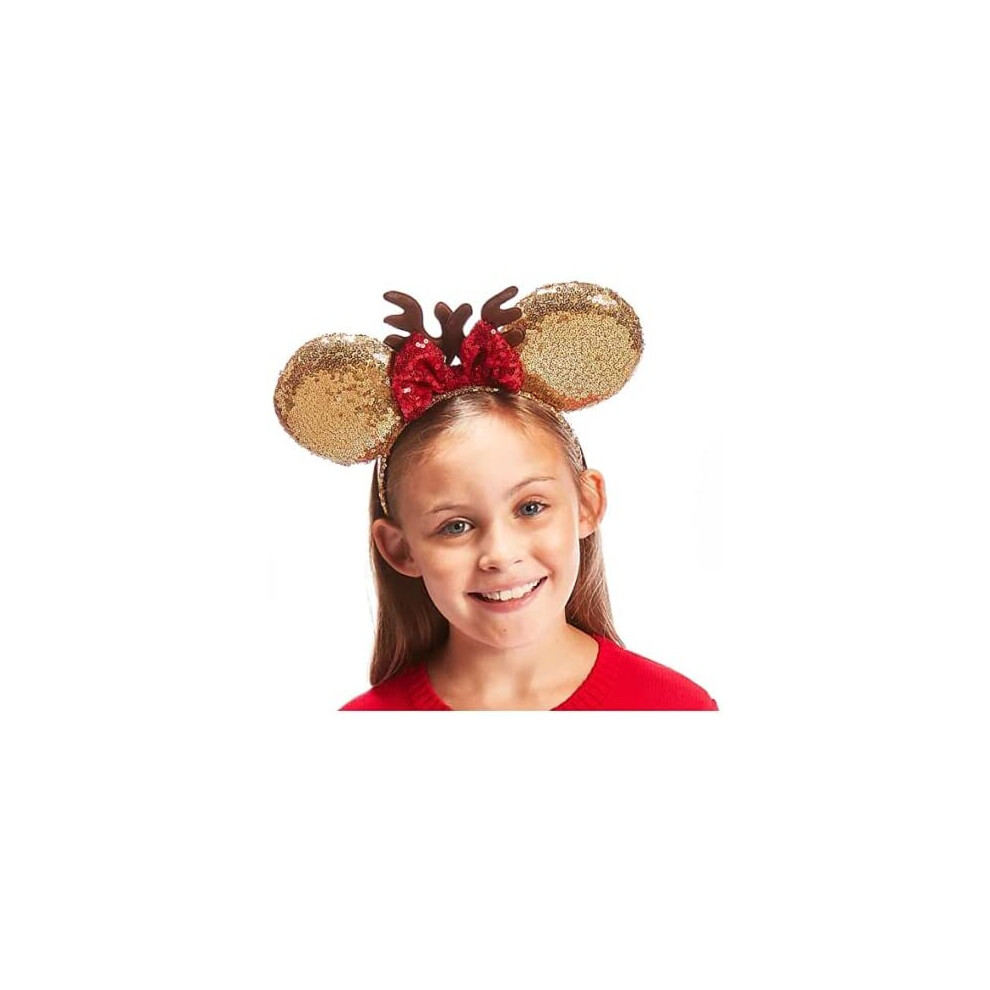 Disney Minnie Mouse Festive Reindeer Ears Headband For Kids Girls Fancy