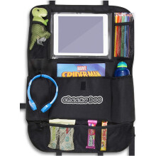CheekyBoo - Child's Large Car Backseat Organiser with 10.1" Touch Screen iPad/Tablet Holder for Kids and Toddlers. Black Car Storage and Seat