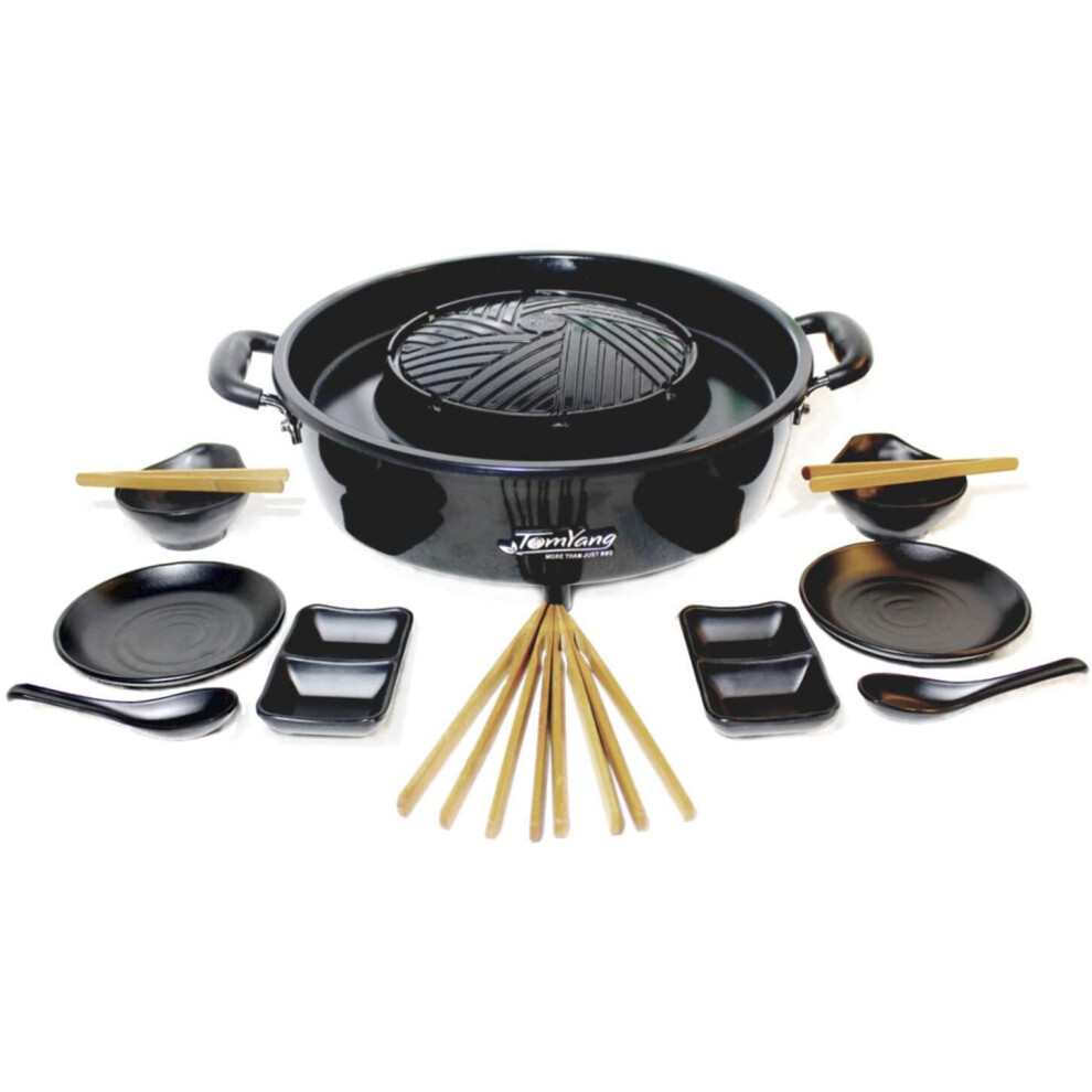 TomYang BBQ Premium Edition - The Original Thai Grill & Hot Pot with Swiss Coating, incl. Tableware and Recipes