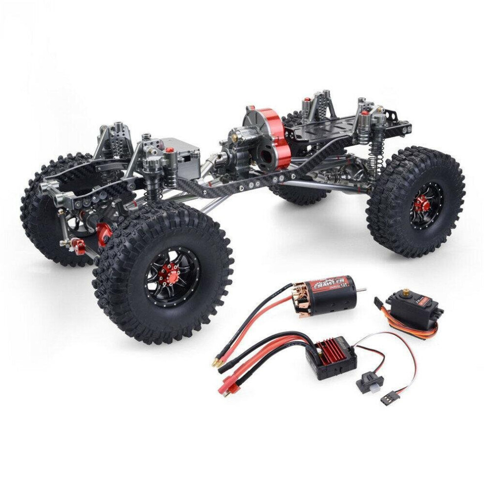 4WD CNC All Metal Carbon Fiber RC Car Frame+540 Motor+60A Waterproof ESC+M1500 Servo Straight Bridge Version