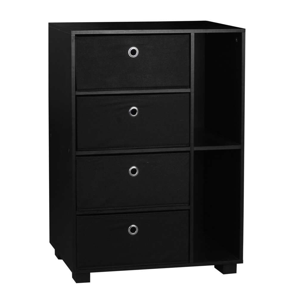 (Black) 6 Section Small Side Unit Wooden Bookcase Drawer-image-OPC-P8ZRZC6-NEW