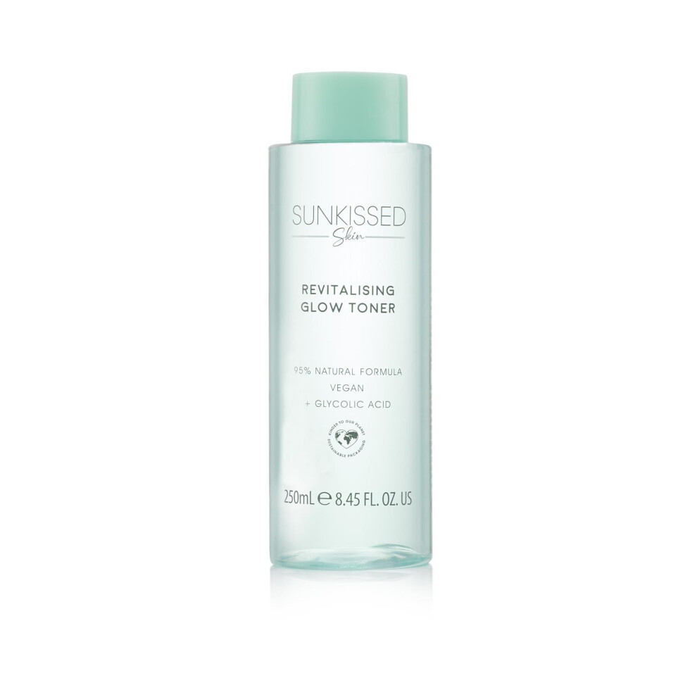 Sunkissed Skin Revitalising Glycolic Toner 150ml - 95% Natural Formula, Vegan, + Gylcolic Acid + Lactic Acid