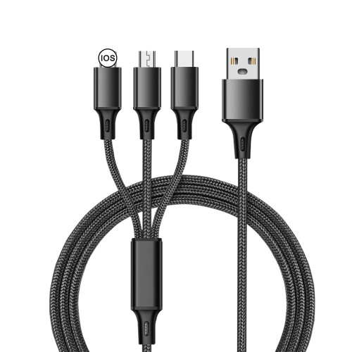 (Red) Fast USB Charging Cable Universal 3 in 1 Multi Function Cell Phone Cord Charger