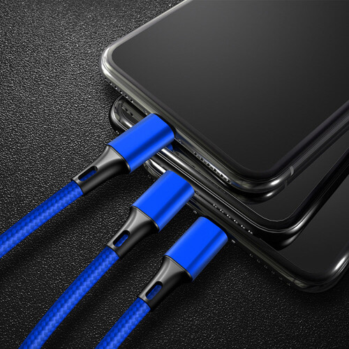 (Red) Fast USB Charging Cable Universal 3 in 1 Multi Function Cell Phone Cord Charger 2