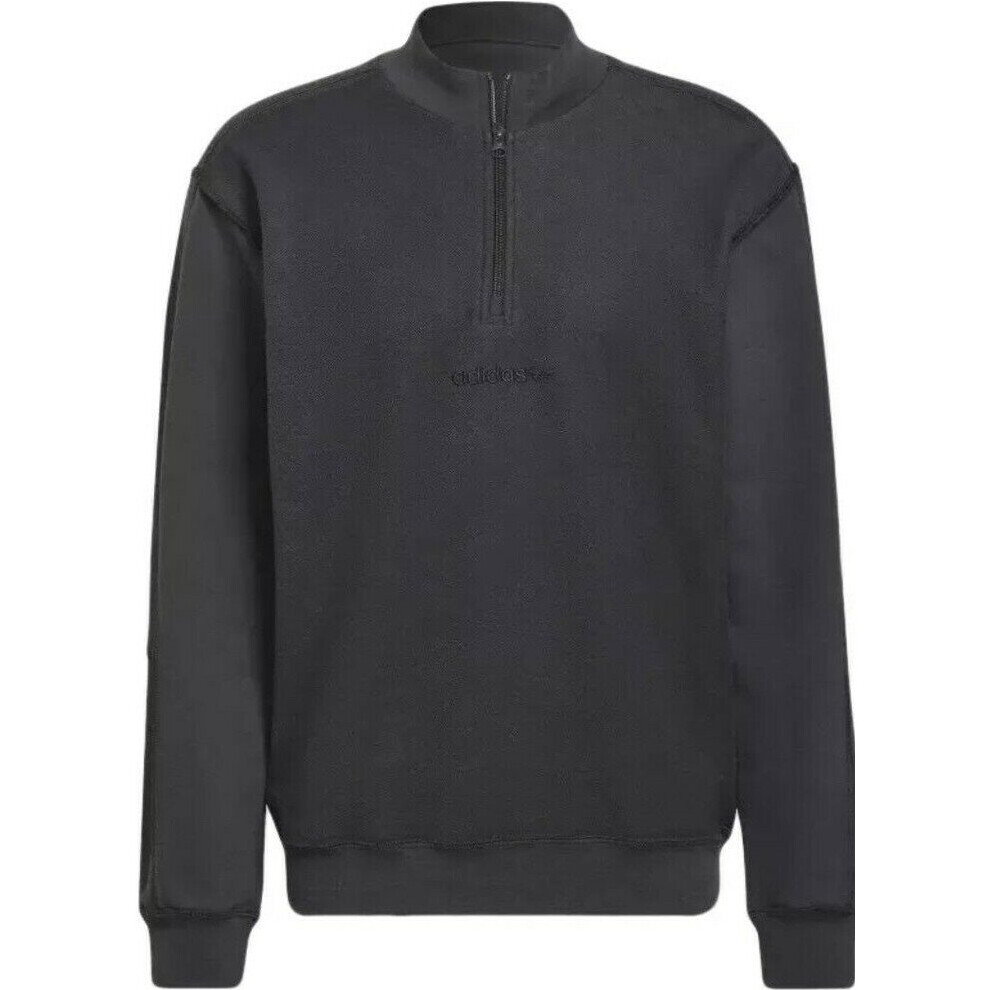 (M) Adidas Sweatshirt Loopback Cotton 1/4 Zip Carbon