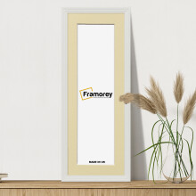 (White With Ivory Mount, 12x8" Pic (16x12" Frame)) Panoramic Size White Picture Frame / Step Style Wall Art Frame / Handmade Wooden Effect Photo Frames With Multicolored Mount