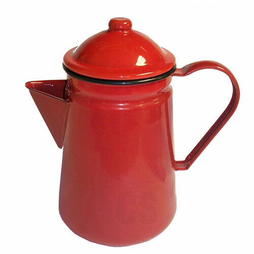 (Red) Enamel Coffee Pot Stove Top Kettle Jug Falcon