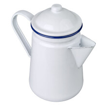 (White) Enamel Coffee Pot Stove Top Kettle Jug Falcon