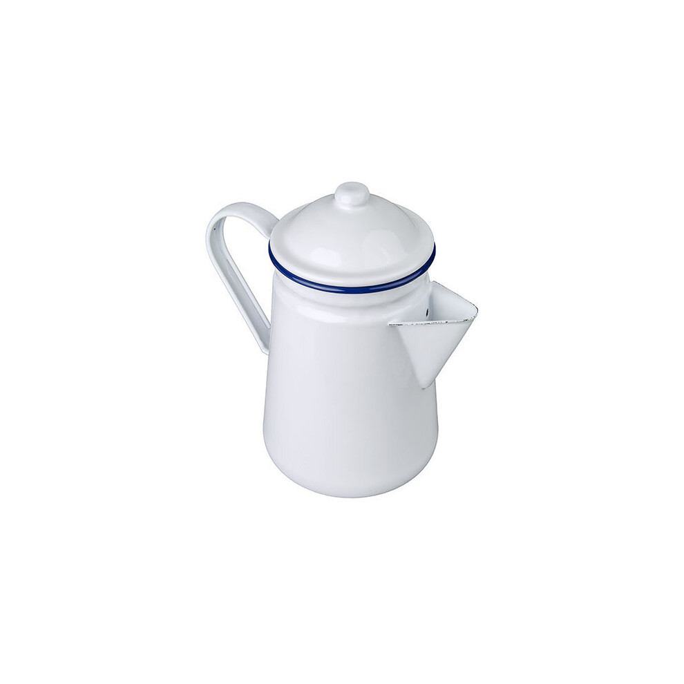 (White) Enamel Coffee Pot Stove Top Kettle Jug Falcon