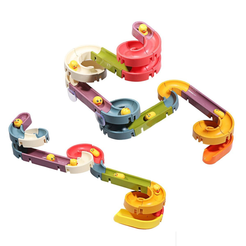 () Rich Color Baby Bathroom Duck Play Water Track Slideway Game DIY Assembly Puzzle Early Education Set Toy for Kids Gift