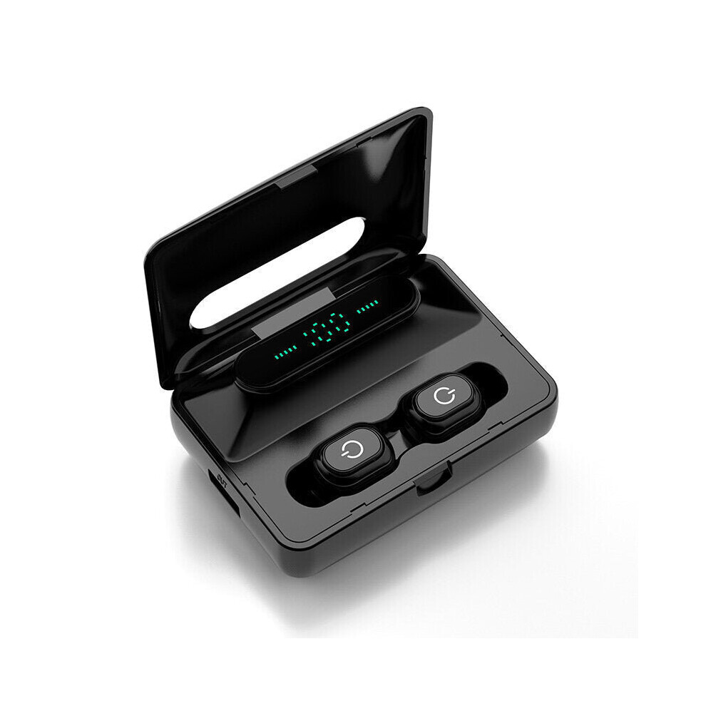 (Black) Tws Earbuds Bluetooth 5.0 Earphone Led Display Power Bank 9D Stereo Noise Cancelling Ipx5 Waterproof Sport Headphone With Mic Black 6112212047231