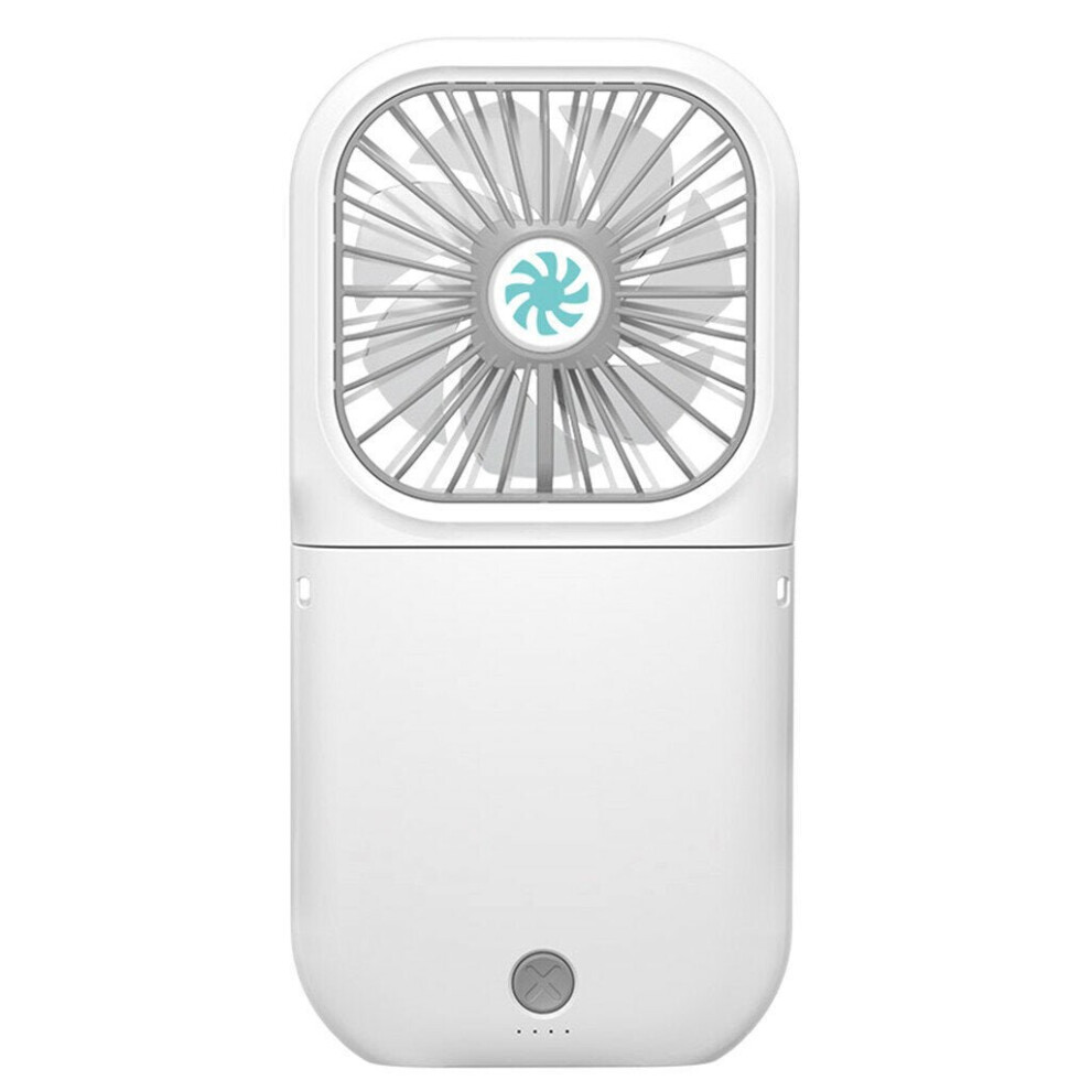 (White) Mini Portable Hanging Neck Fan Folding USB Small Fan Silent Charging Treasure Cooling Fan Battery Hand Held Desk Air Cooler