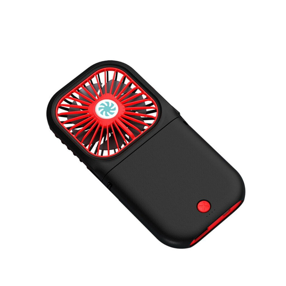 (Black) Mini Portable Hanging Neck Fan Folding USB Small Fan Silent Charging Treasure Cooling Fan Battery Hand Held Desk Air Cooler