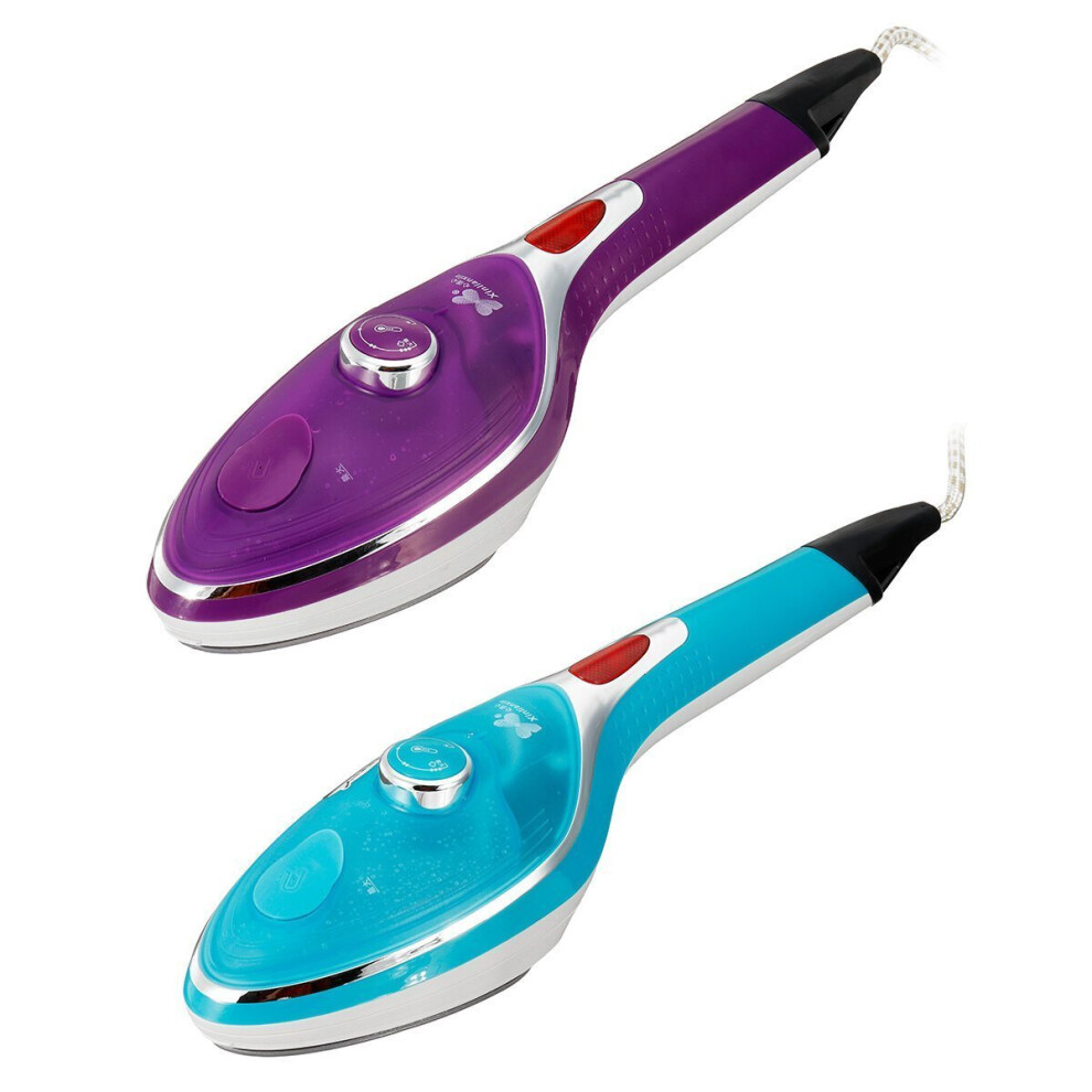 (Blue) 2 in 1 Flat Hanging Handheld Steam Iron Eletric Mini Iron 220V 1000W High Temperature Sterilization Visible Water Tank