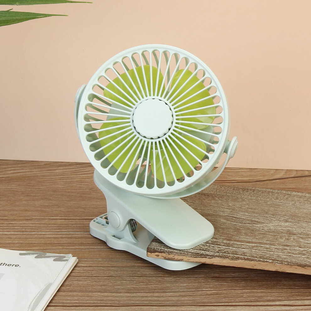 (White) 360 Adjustable Table Clip Mini Rechargeable Fan USB Charger Portable Desktop Fan