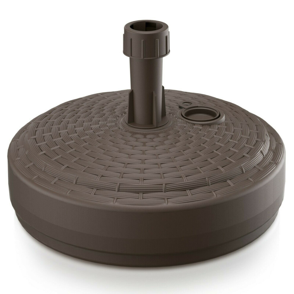 Urbn Living (, Round) 10L / 12L Rattan Garden Plastic Parasol Base Stand Brown
