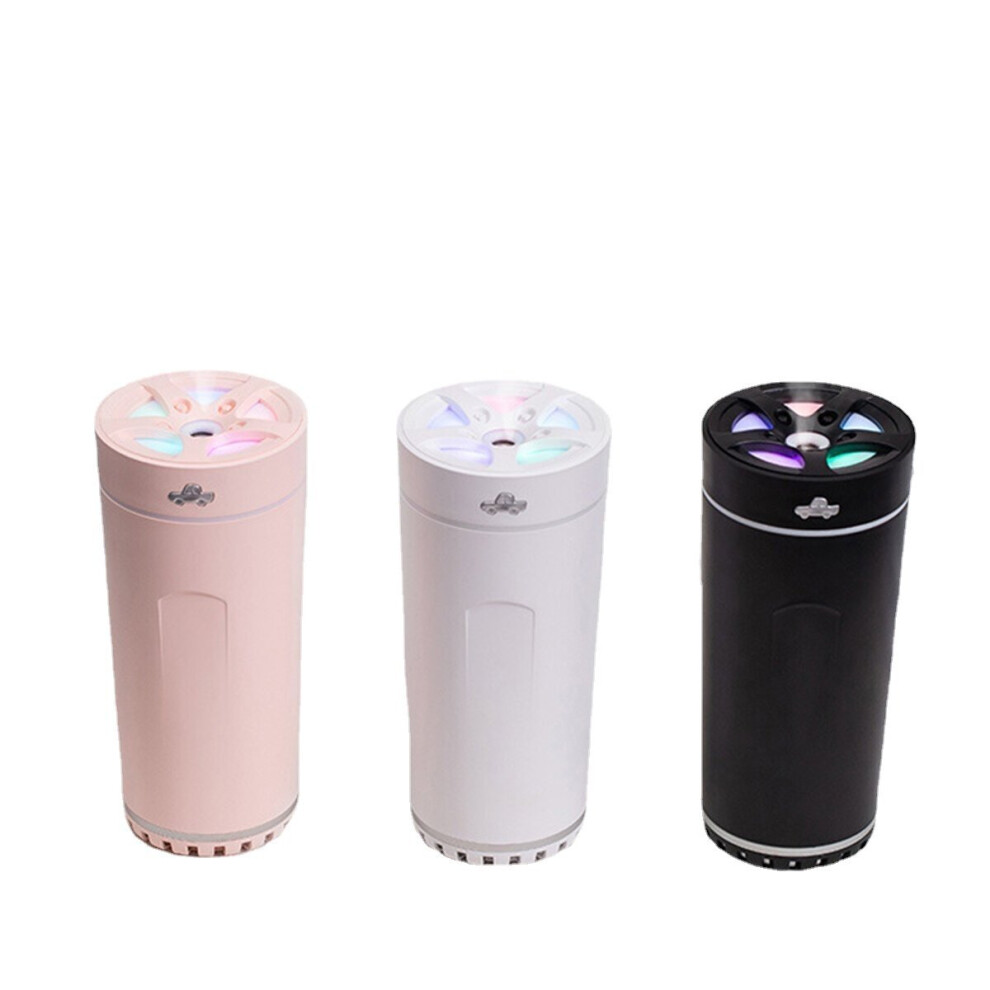 (Pink) Mini Portable 300ml Air Humidifier Oil Aroma Diffuser Night Light USB Charging Low Noise for Car Home Office