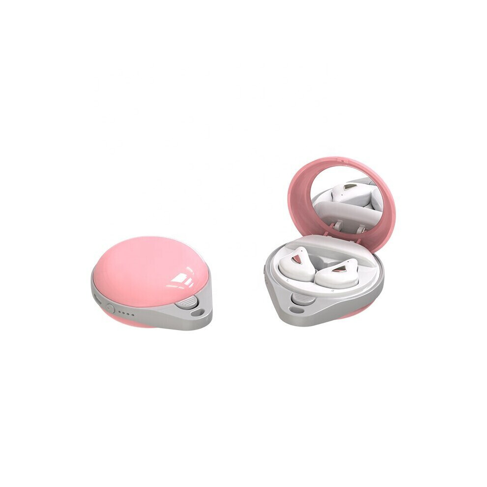 (Pink) Tws Bluetooth Earphone Mini Wireless Earbuds Hifi 6D Bass Gaming Touch Control Headset With Portable Mirror Pink 6112212055793