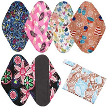 6PCS Extra Large 14 Inch Cloth Menstrual Pads for Night, Washable Sanitary Towels Heavy Flow Reusable Pads for Postpartum Nursing Pads (XL 14inch