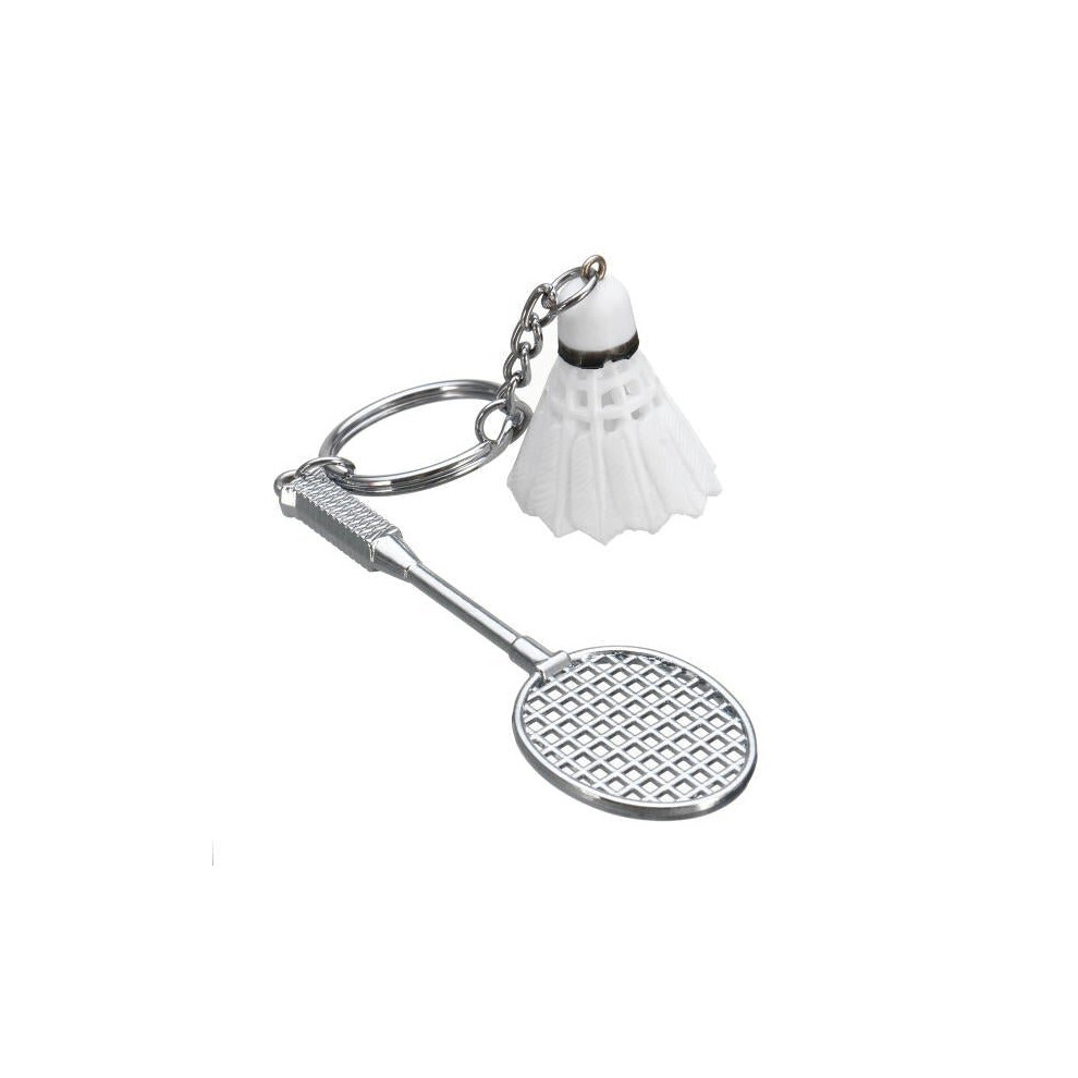 (white) Mini Badminton Racket And balls Sports Keyring Pendant Keyfob Keychain