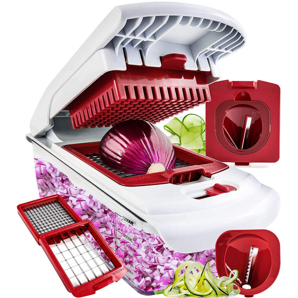 AEX Vegetable Chopper Onion Food Manual 4 Blades with Container