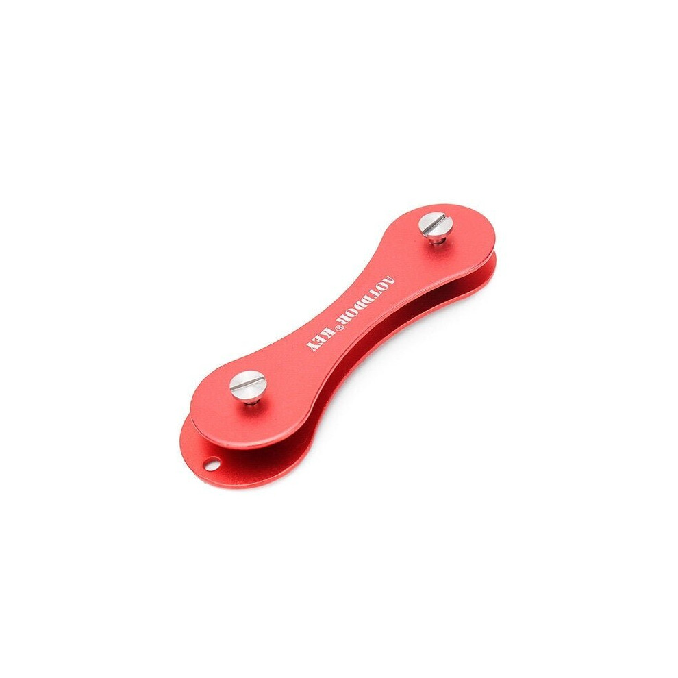 (Red) EDC Hard Oxide Aluminum Portable Key Clip Folder Chain Pocket Tool