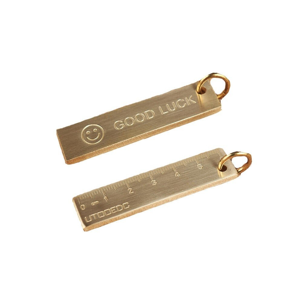 60mm EDC Copper Keychain Good Luck Ruler With Key Ring