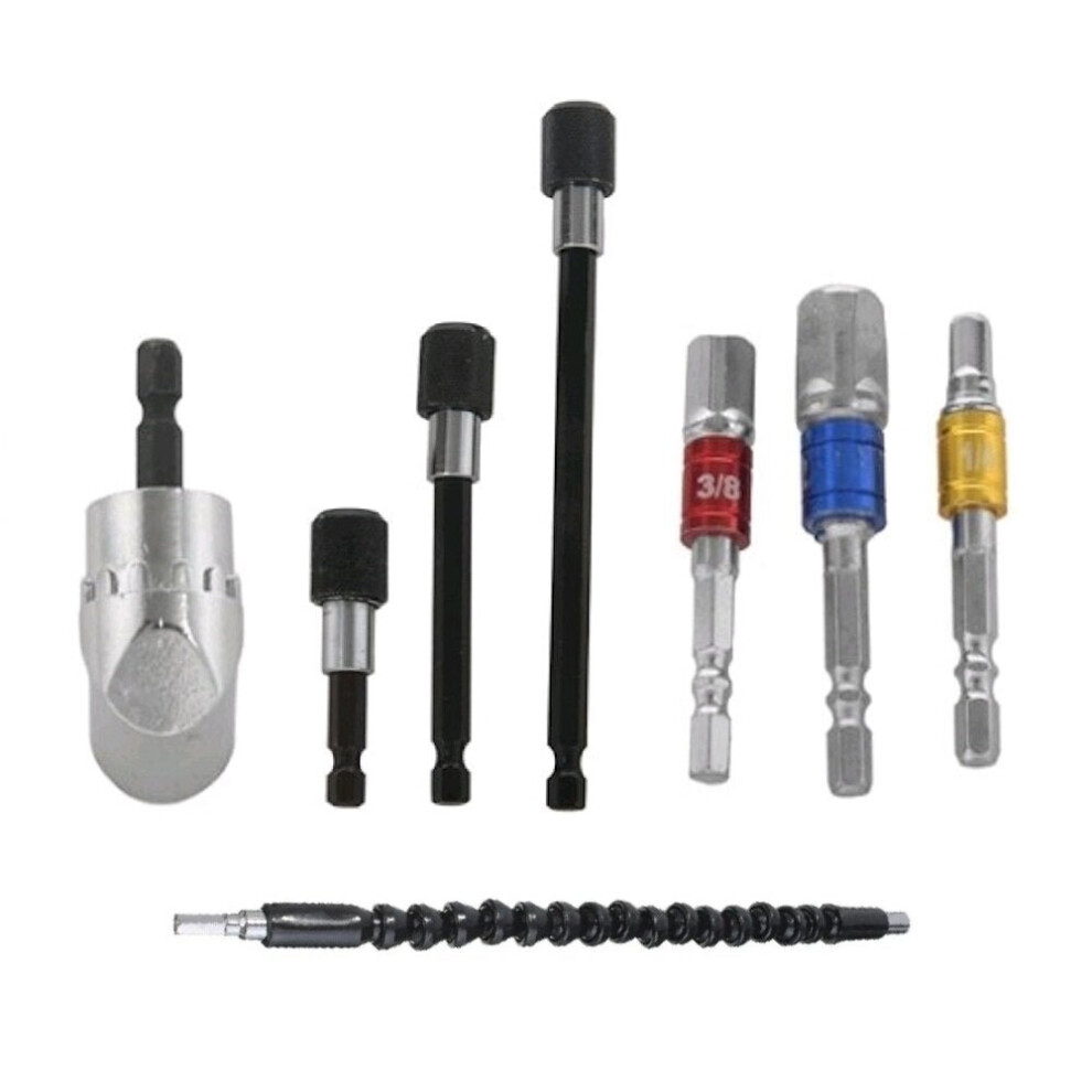 (B: 7-piece Short angle cornerer set with flexible shaft) 105 Degree Electric Drill Corner Changer Tool Set With Extension Rod And Flexible Shaft Color Extension Rod