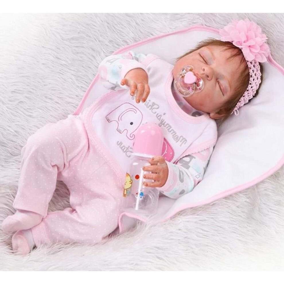 ZIYIUI Realistic 23 Inch 57 Cm Reborn Dolls Full Body Silicone Vinyl Reborn Girl Doll That Looks Real Sleeping Baby Doll Lifelike Toddlers Doll Toys