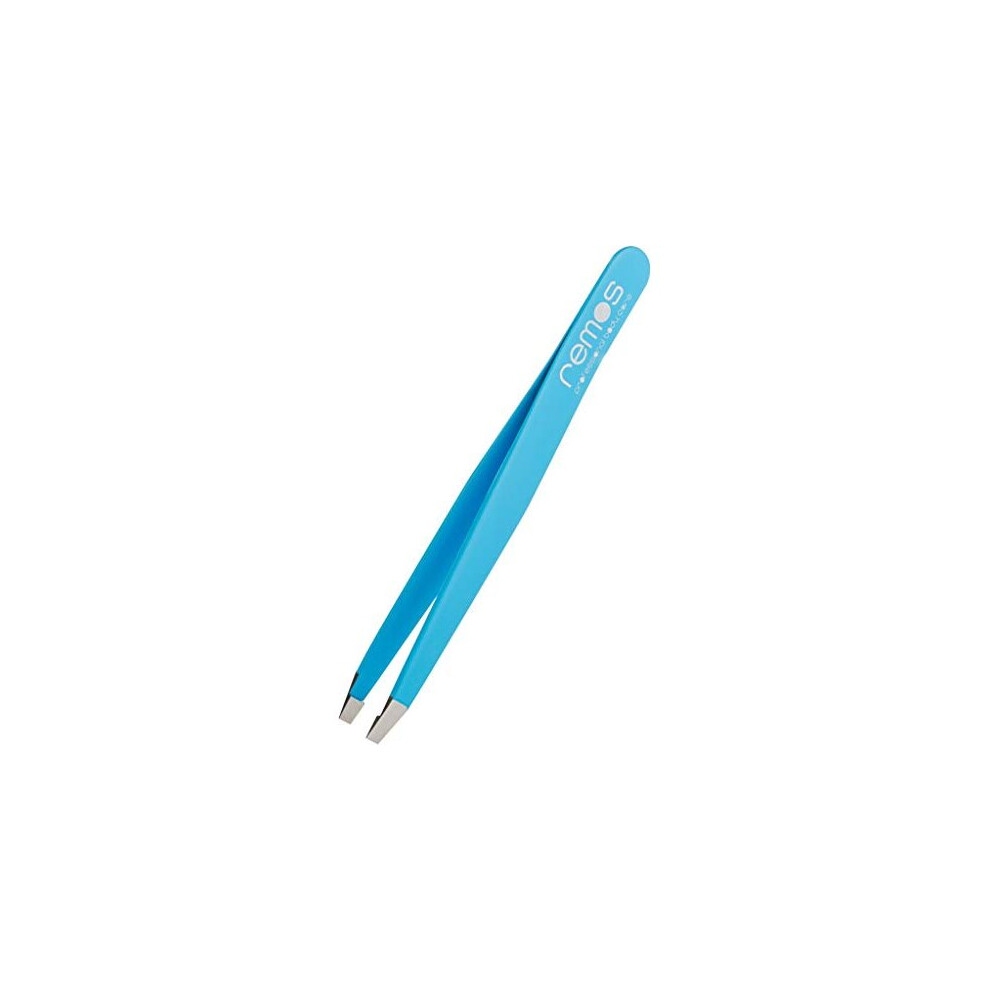 Remos Professional Body Care Blue Remos Professional Eyebrow Tweezers With Straight Tip - Stainless 9.5 Cm In