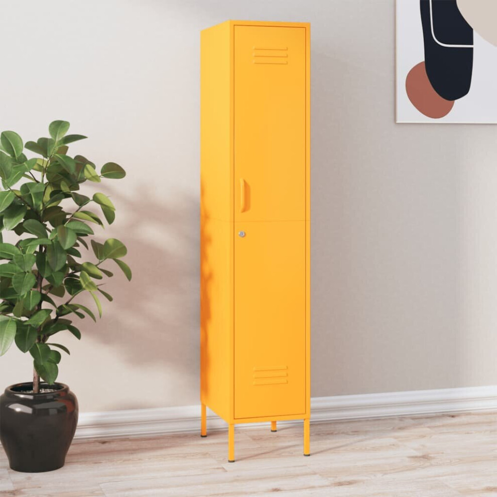 vidaXL Locker Cabinet Mustard Yellow Steel Storage Office Home Cabinet Organiser