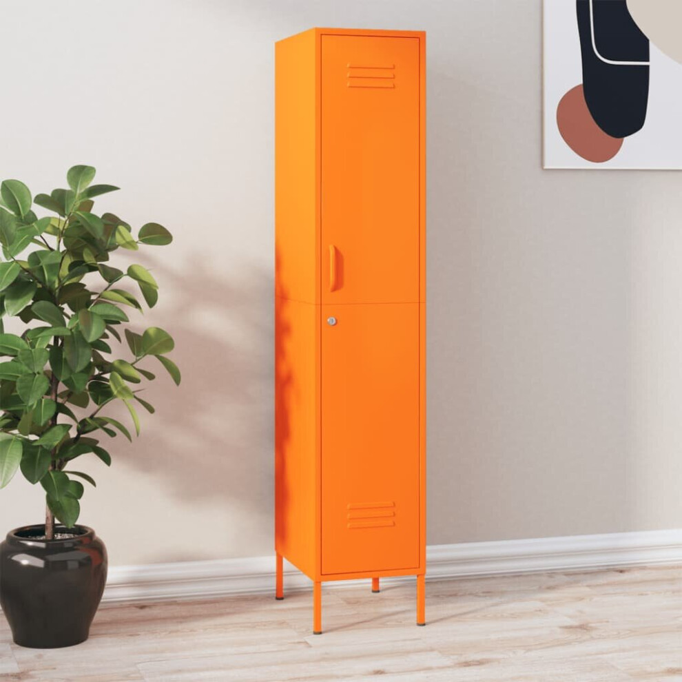 vidaXL Locker Cabinet Orange Steel Storage Office Furniture Cabinet Organiser