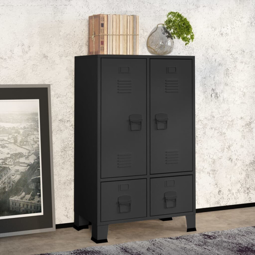 Vidaxl Industrial Wardrobe Anthracite Steel Storage Organiser Closet Furniture