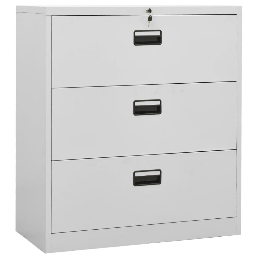 vidaXL Filing Cabinet Light Grey Steel Office Storage Document File Cabinet