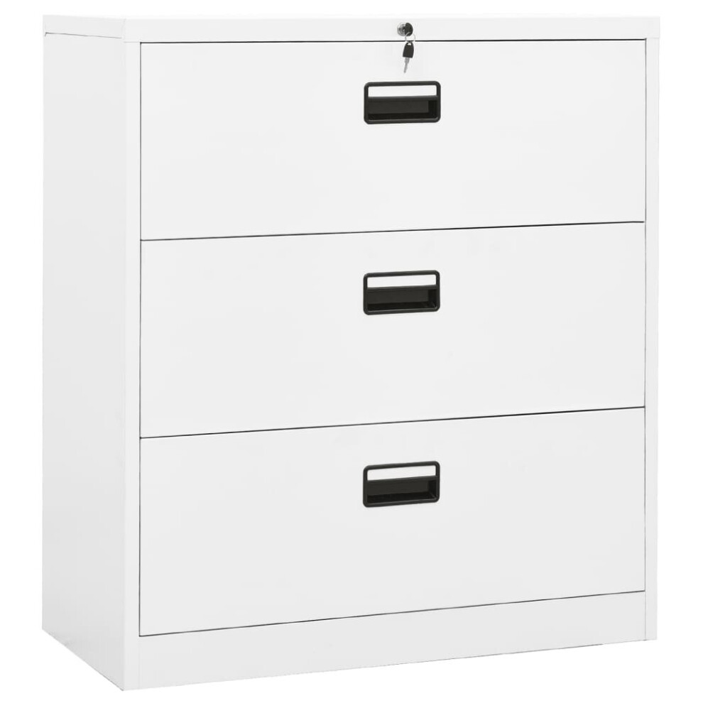 vidaXL Filing Cabinet White Steel Home Office Storage Document File Cabinet