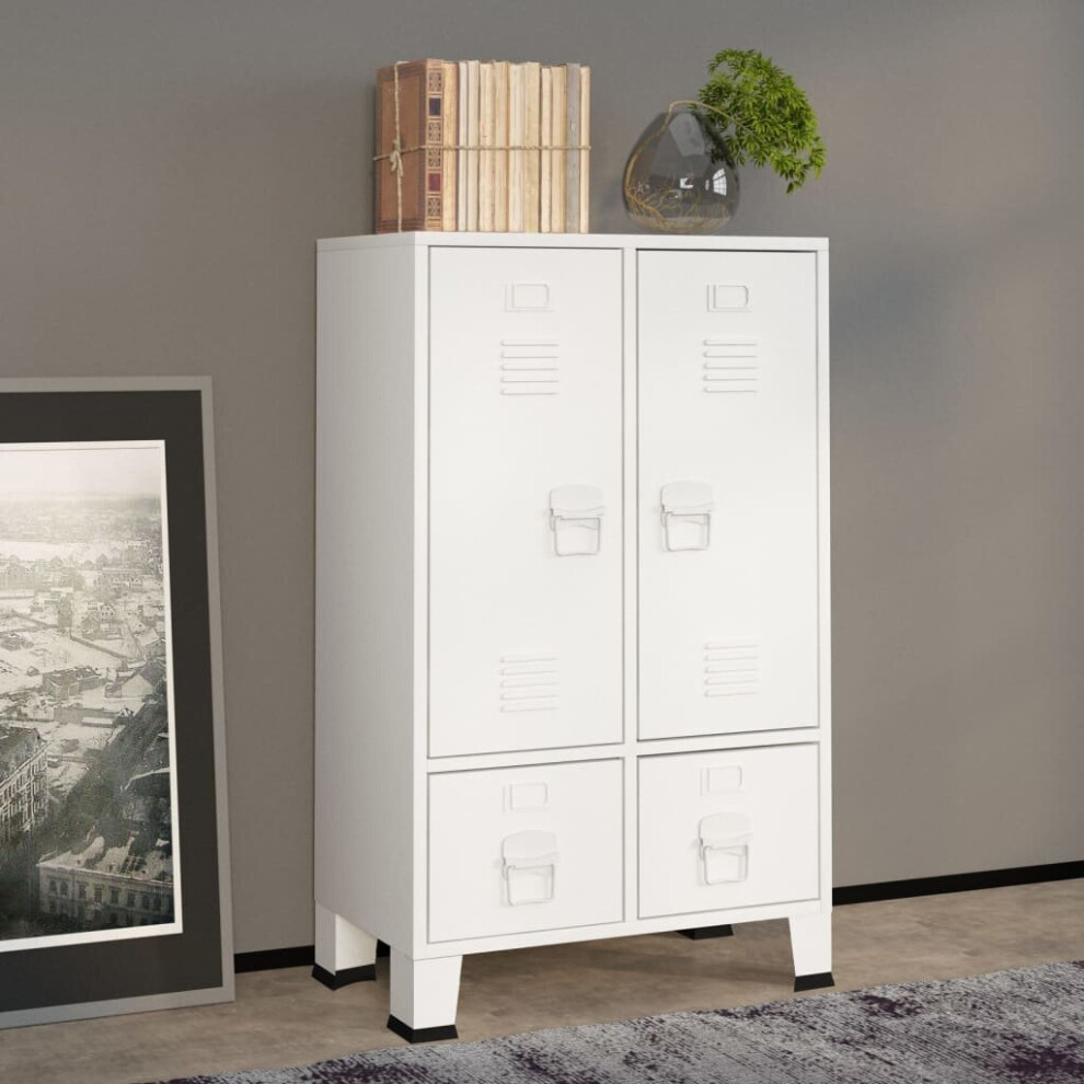 Vidaxl Industrial Wardrobe Steel Storage Clothing Organiser Furniture White