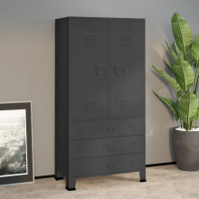 vidaXL Industrial Wardrobe Anthracite Metal Storage Cabinet Clothes Closet