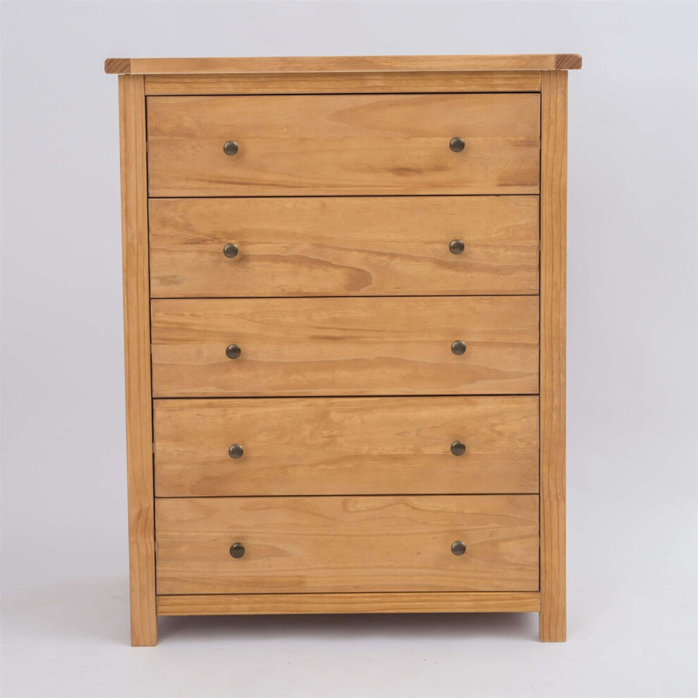 Chest of Drawers 5 Drawer Dark Oak Bedroom Furniture Storage Country Wood Unit