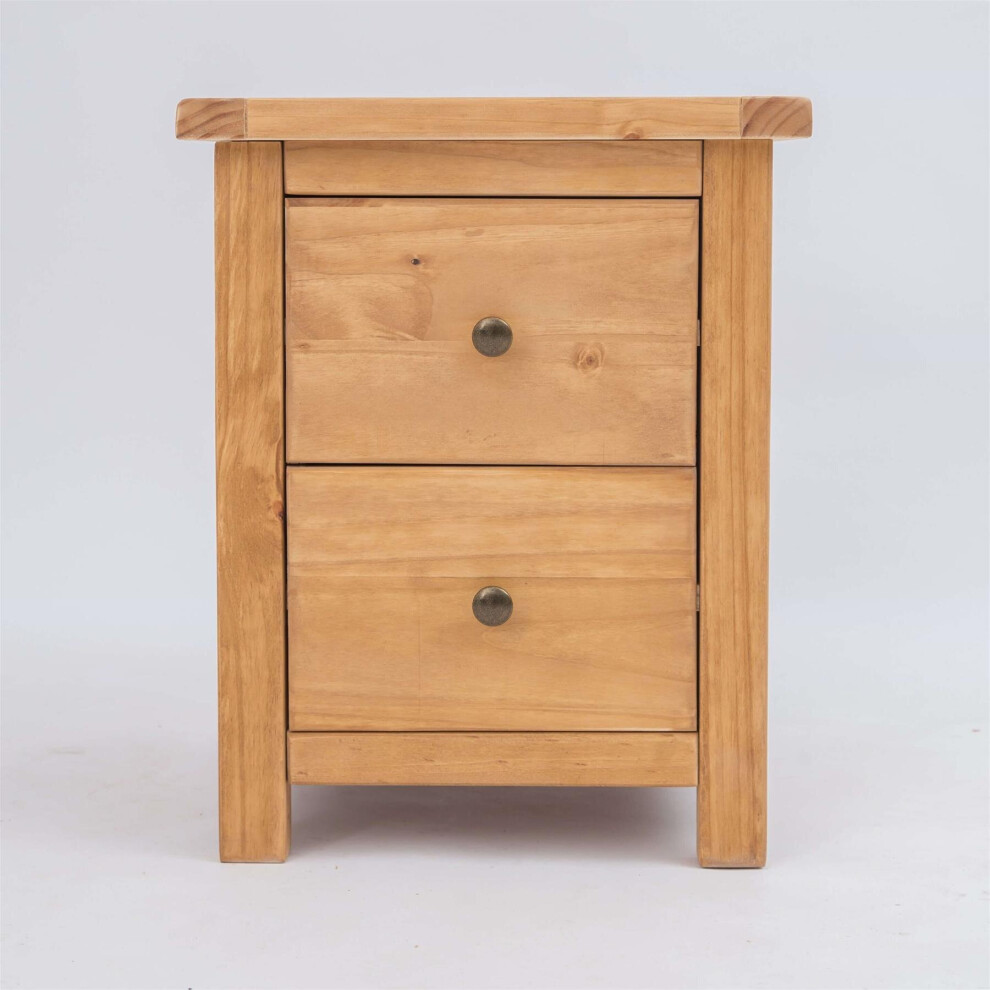 Bedside Table 2 Drawer Dark Oak Cabinet Bedroom Furniture Nightstand Wood Unit