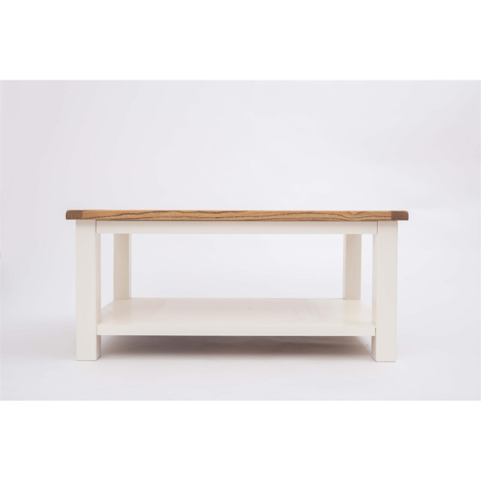 Coffee Table Off White Painted Wooden Living Room Furniture with Storage Shelf