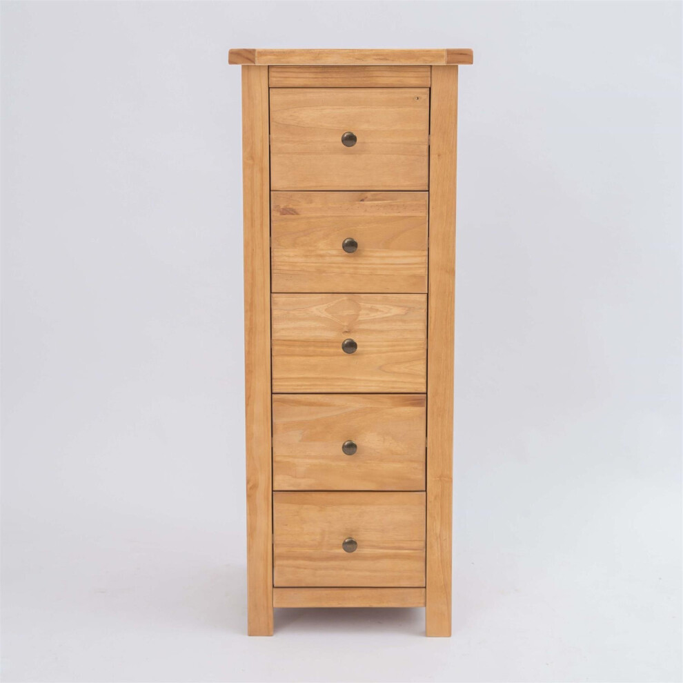 Chest of Drawers 5 Drawer Dark Oak Narrow Bedroom Furniture Storage Wood Unit