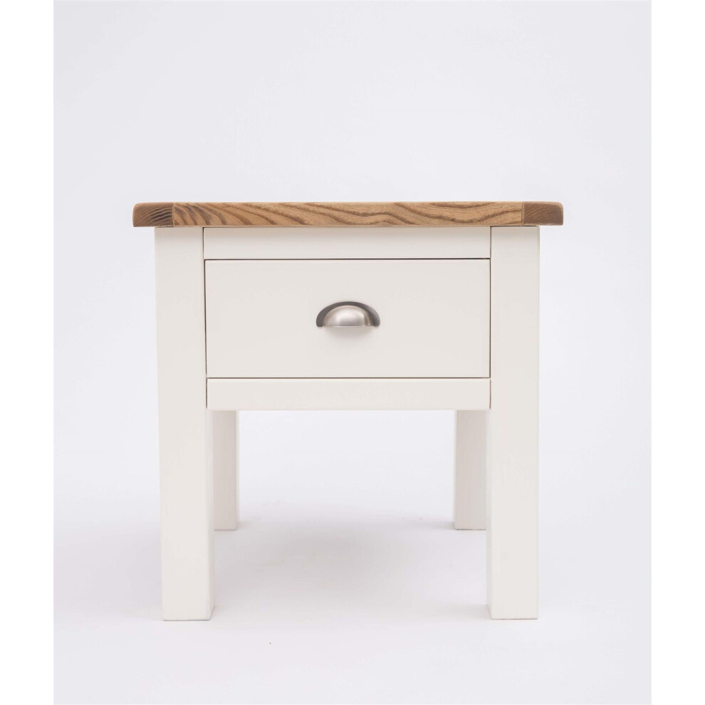 Side Table 1 Drawer Off White Painted Wooden Living Room Furniture