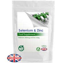 Selenium 200mcg, Zinc 15mg - 30 Tablets - Thyroid, Hair, Blood, UK (V)