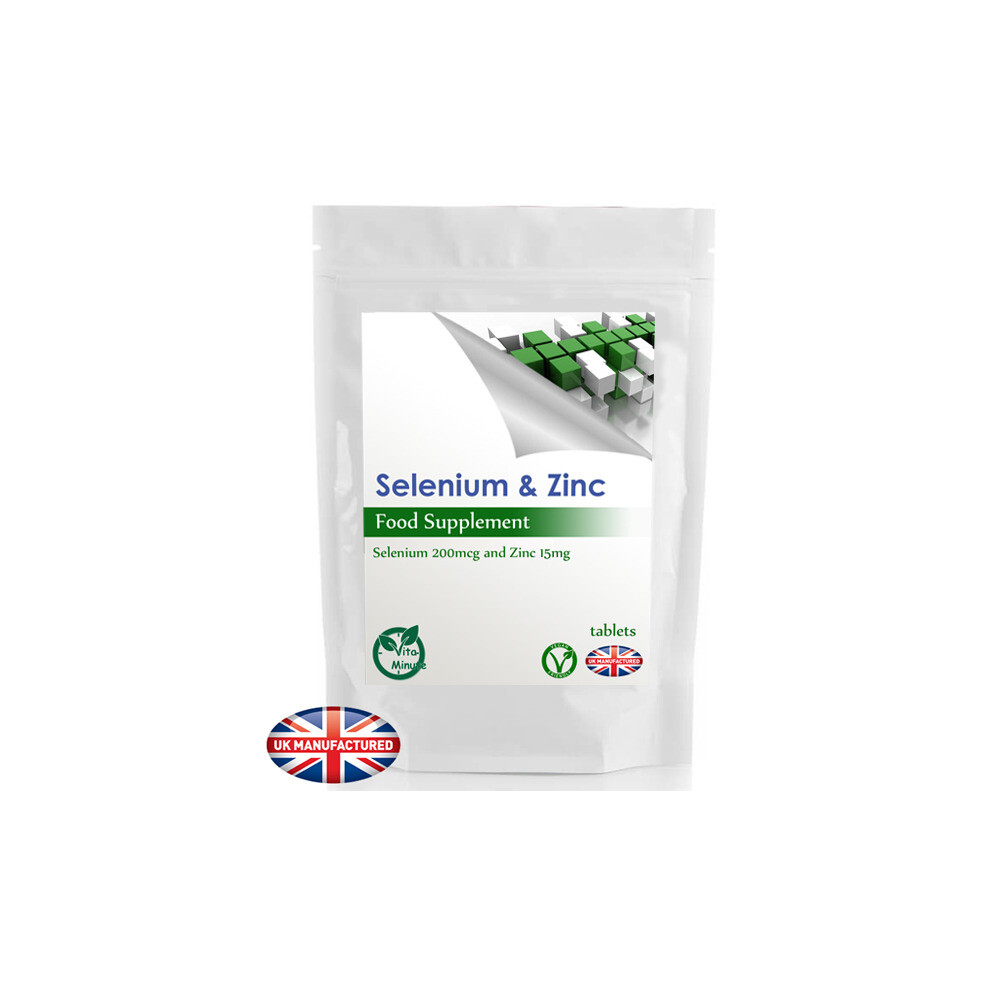 Selenium 200mcg, Zinc 15mg - 30 Tablets - Thyroid, Hair, Blood, UK (V)