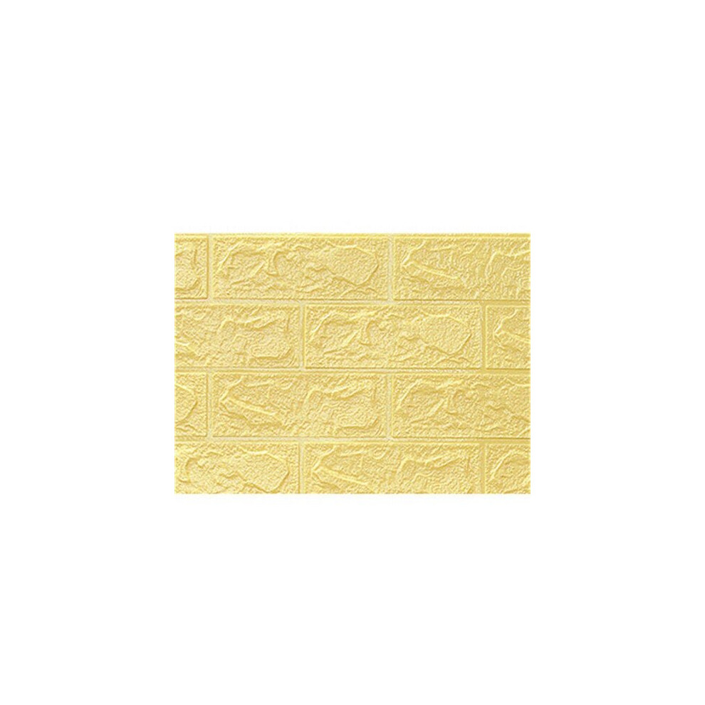 (Yellow) 20Pcs/Set 3D Brick Wall Sticker Self-adhesive Panel Decal Waterproof PE Foam Wallpaper for TV Walls Sofa Background Decor