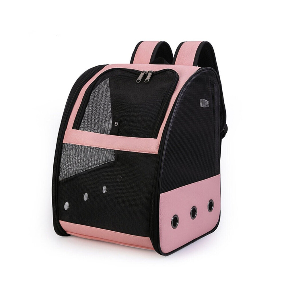 (Pink) Bird Parrot Carrier Breathable Travel Cage Carrying Backpack Pet Shoulder Bag