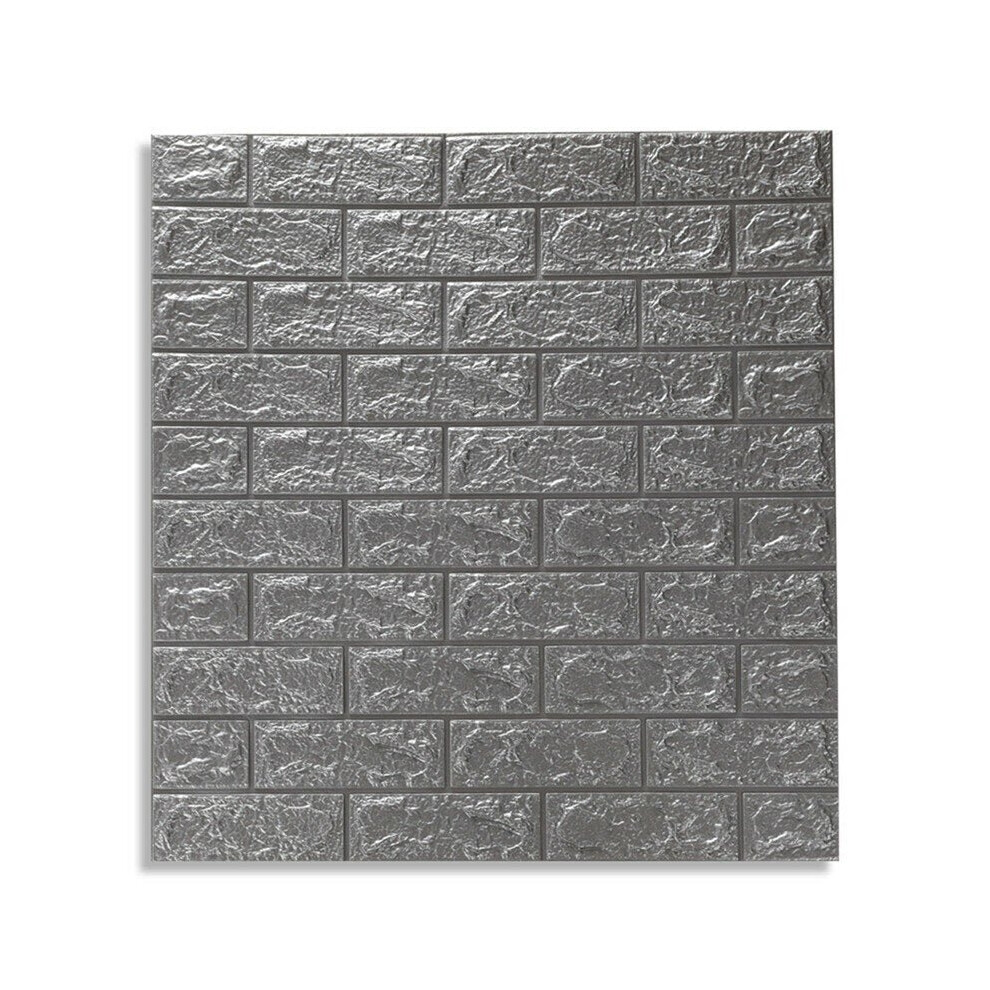 (Grey) 20Pcs/Set 3D Brick Wall Sticker Self-adhesive Panel Decal Waterproof PE Foam Wallpaper for TV Walls Sofa Background Decor